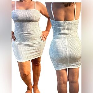 Akira Body contouring, silver beaded dress